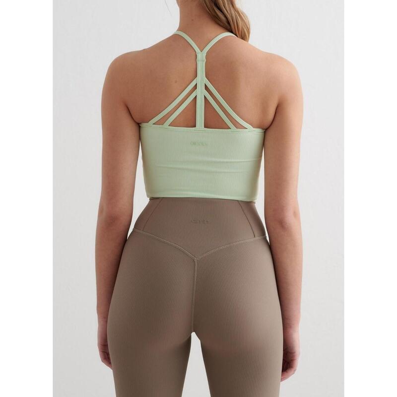 Femme Yoga Soutien-gorge de sport Côtelé Séchage Rapide Bralette Vert Clair