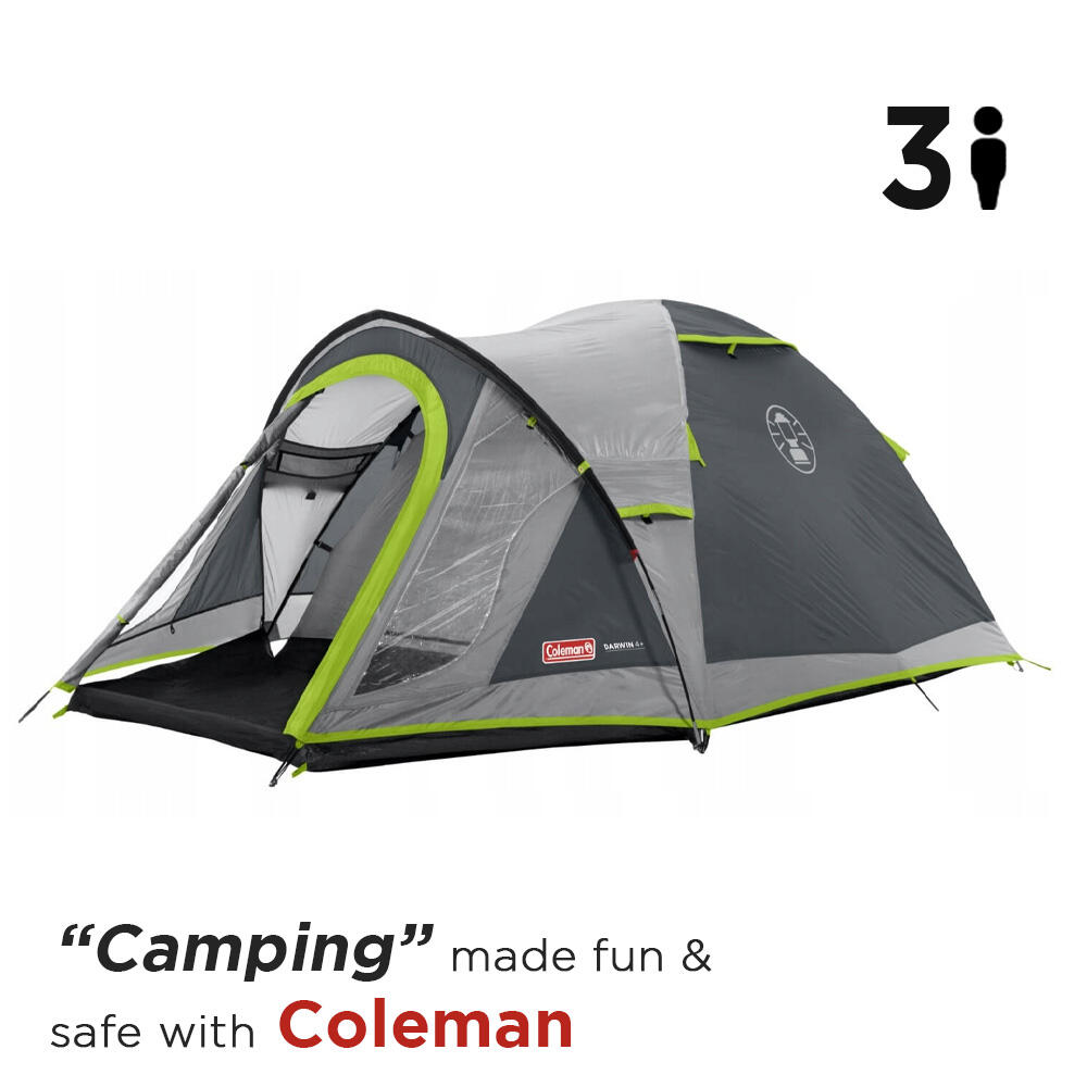 3 Plus-Person Darwin Camping & Hiking Tent With Extra Porch, Compact, Lightweight & Easy Setup, Green