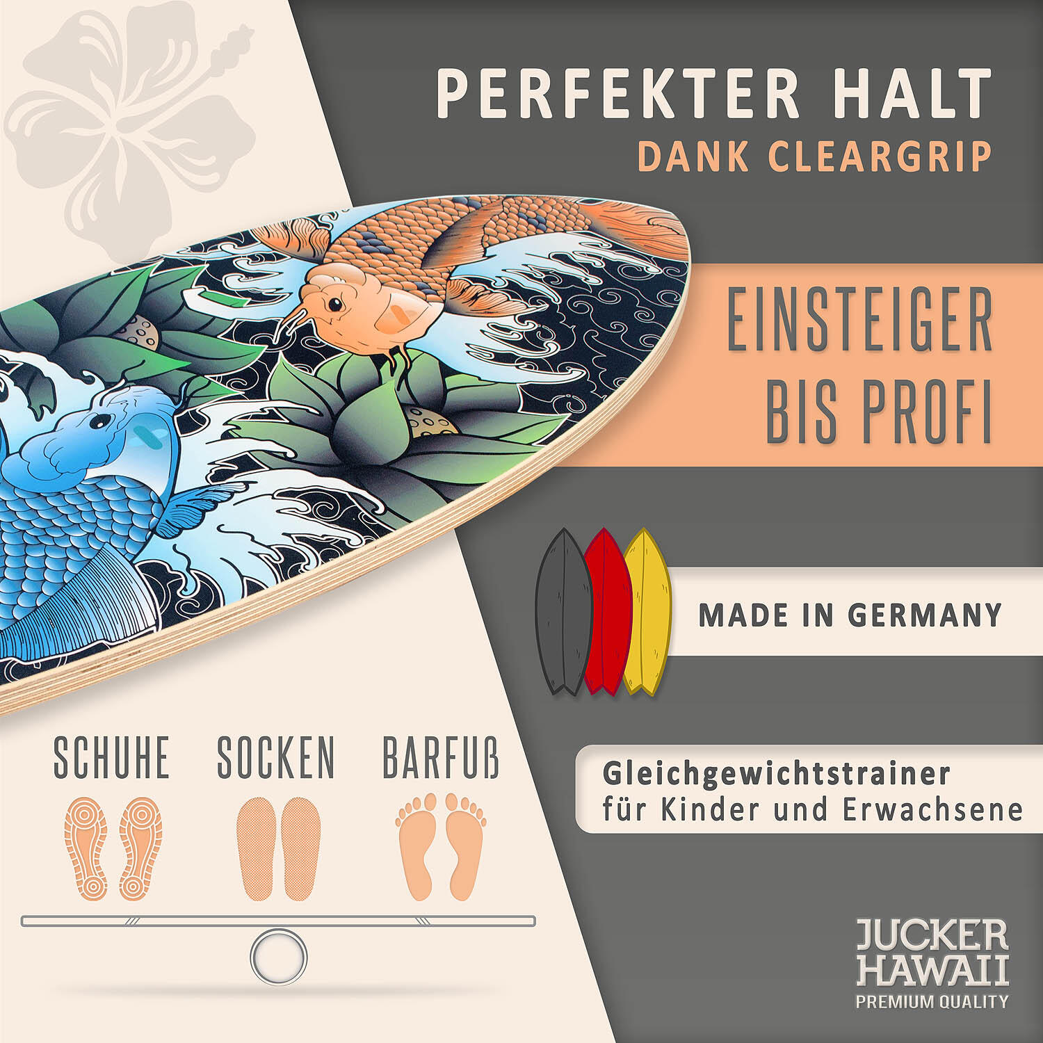 Balanceboard SKATE-AID | Set inkl. Korkrolle | Gleichgewichtstraining 3/7