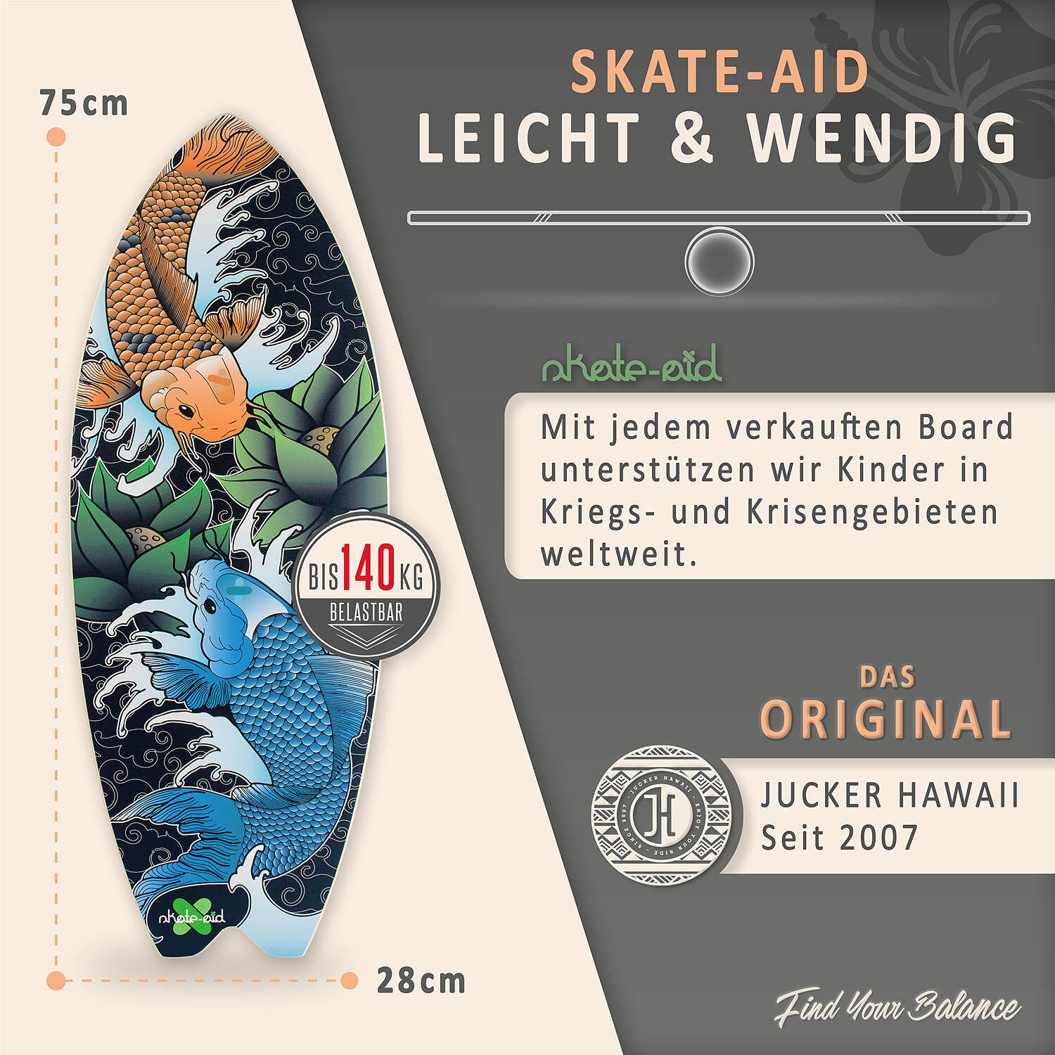 Balanceboard SKATE-AID | Set inkl. Korkrolle | Gleichgewichtstraining 2/7
