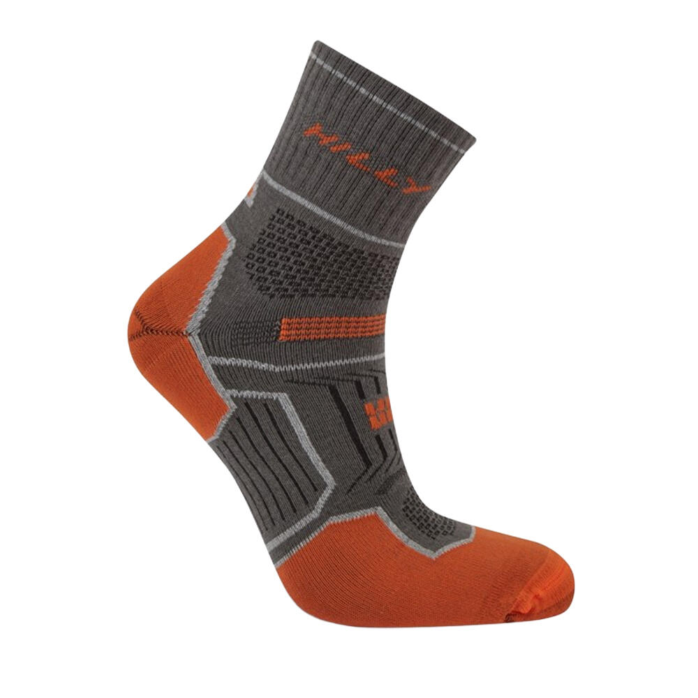 Unisex Adult Double Layered Ankle Socks (Dark Grey/Orange) 2/3