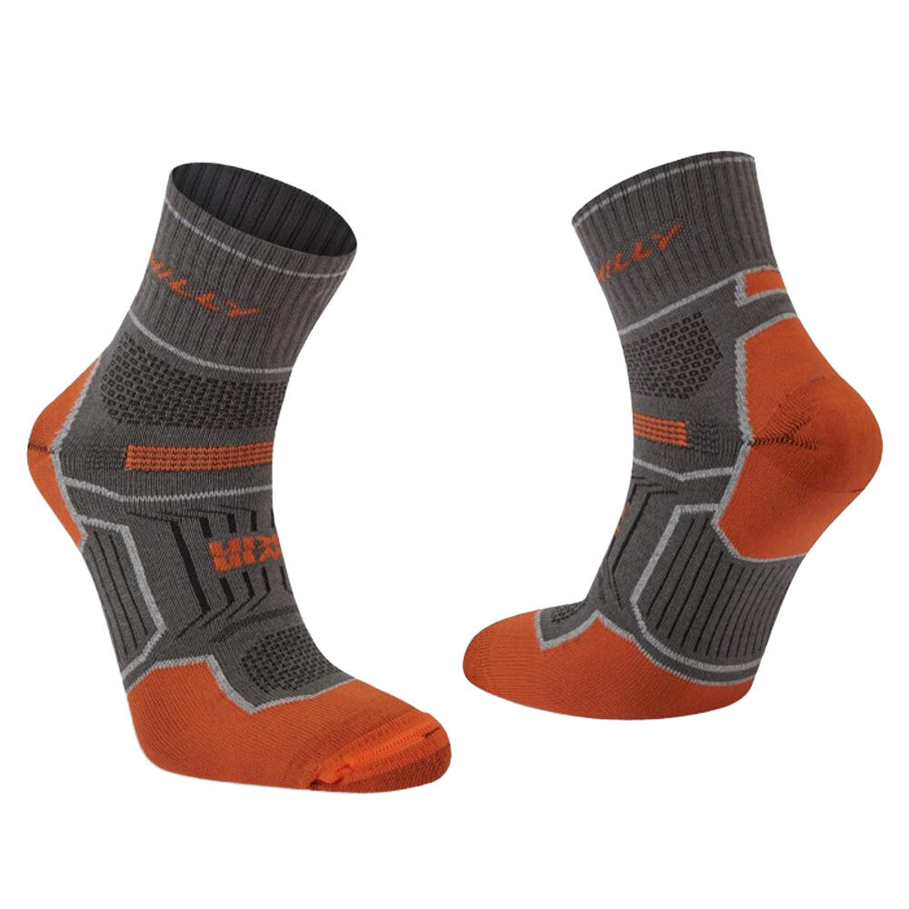 Unisex Adult Double Layered Ankle Socks (Dark Grey/Orange) 3/3