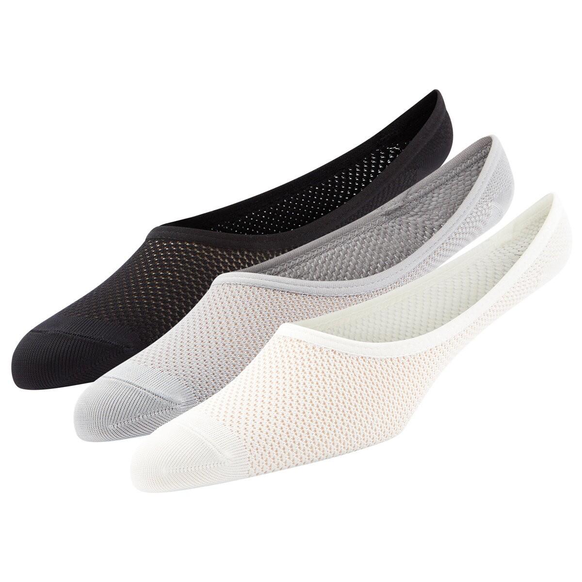 SUPERGA Womens/Ladies No Show Socks (Pack of 3) (White/Grey/Black)