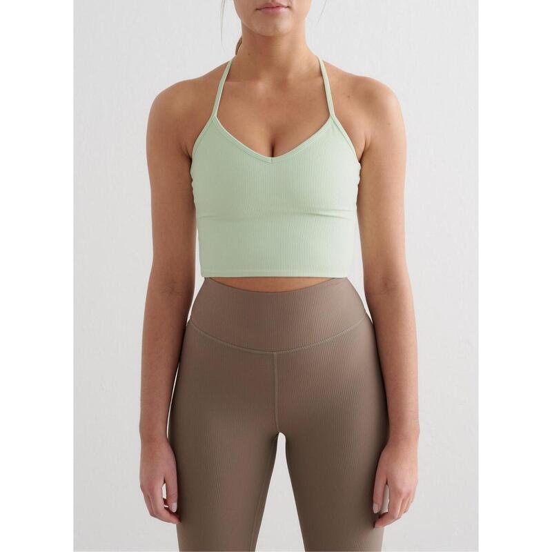 Femme Yoga Soutien-gorge de sport Côtelé Séchage Rapide Bralette Vert Clair