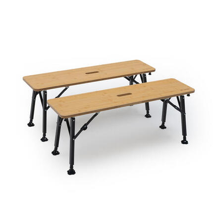 2er Set Camping Sitzbank klappbar Bambus Klappbank hohe Belastbarkeit