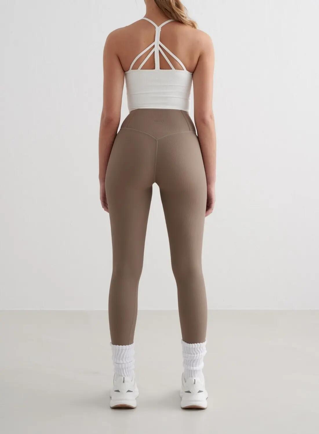 Dames Sportbeha Geribbelde Sneldrogend Bralette Wit 4/4