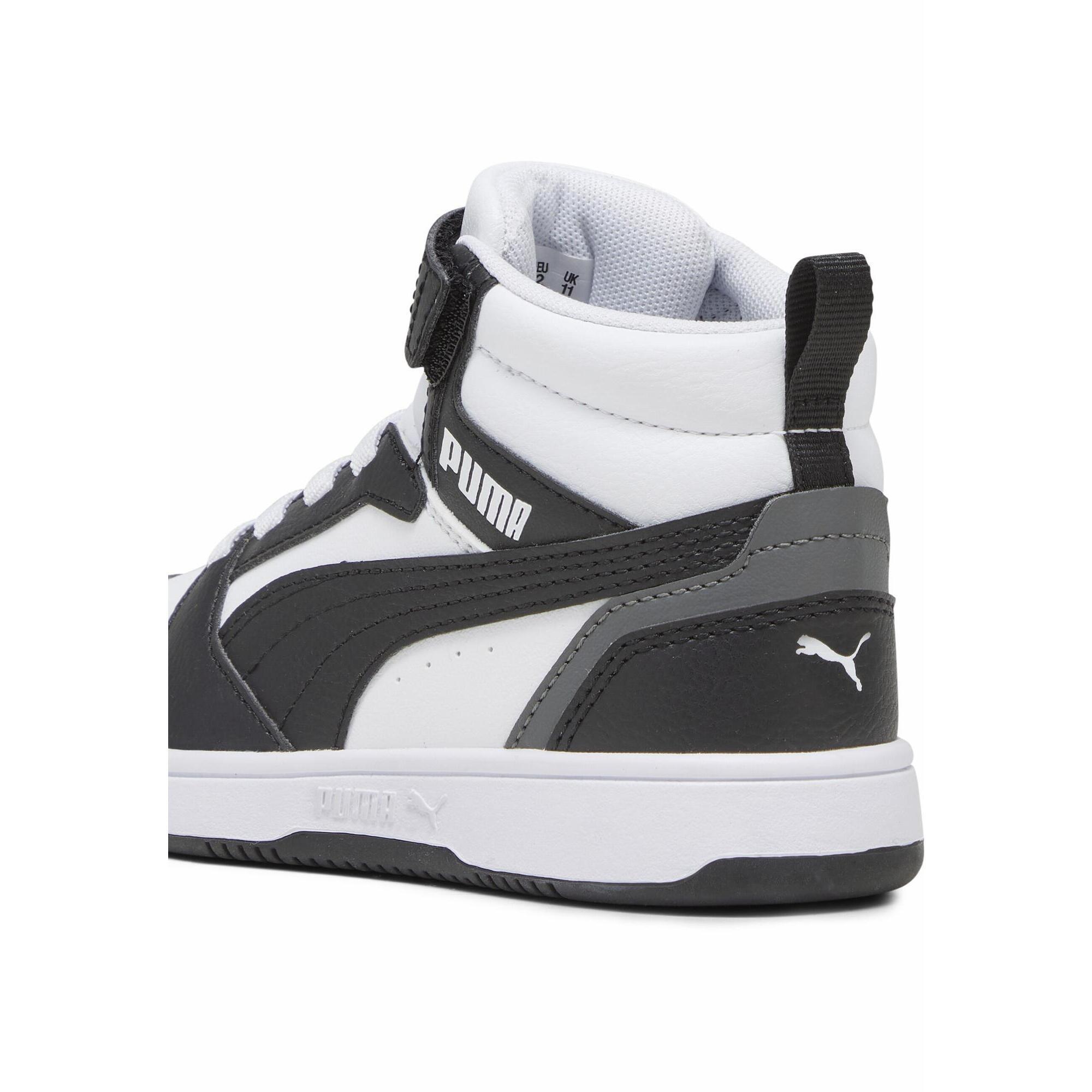 Dziecięce sneakersy Rebound V6 Mid PUMA White Black Shadow Gray
