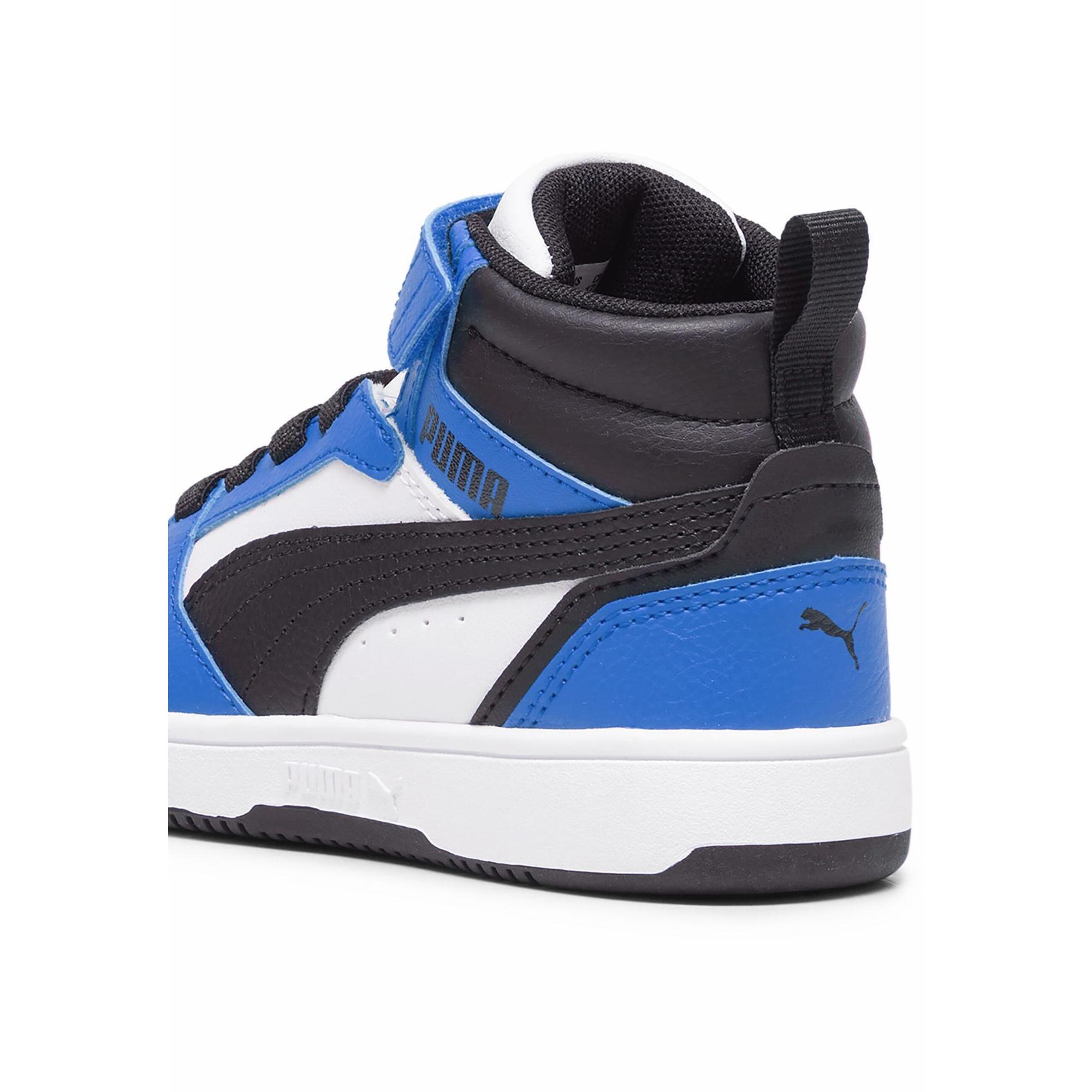 Puma - Basket Mi-haute Rebound V6 Enfant Puma White Black Racing Blue - Baskets - Blanc|bleu|noir - Decathlon