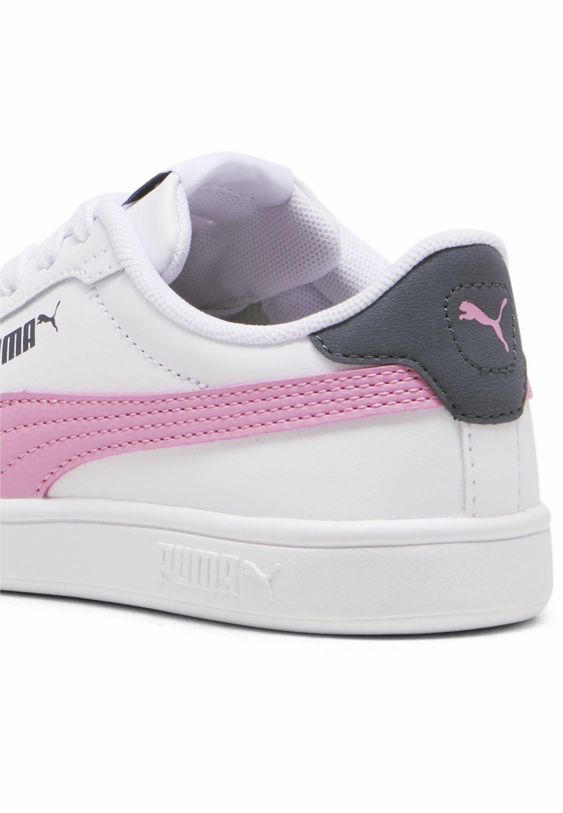 PUMA Smash 3.0 L schoenen voor kinderen PUMA White Mauved Out Galactic Gray Pink
