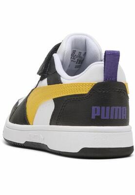 Puma rebound v6 lo sneakers voor kinderen puma black yellow sizzle white