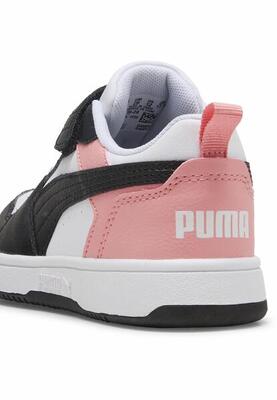 Puma rebound v6 lo sneakers voor kinderen puma white black pink fruit