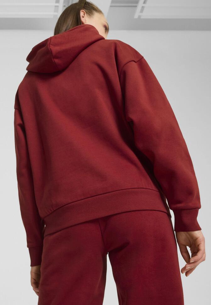 Damska bluza z kapturem ESS+ Script PUMA Intense Red White Rubber