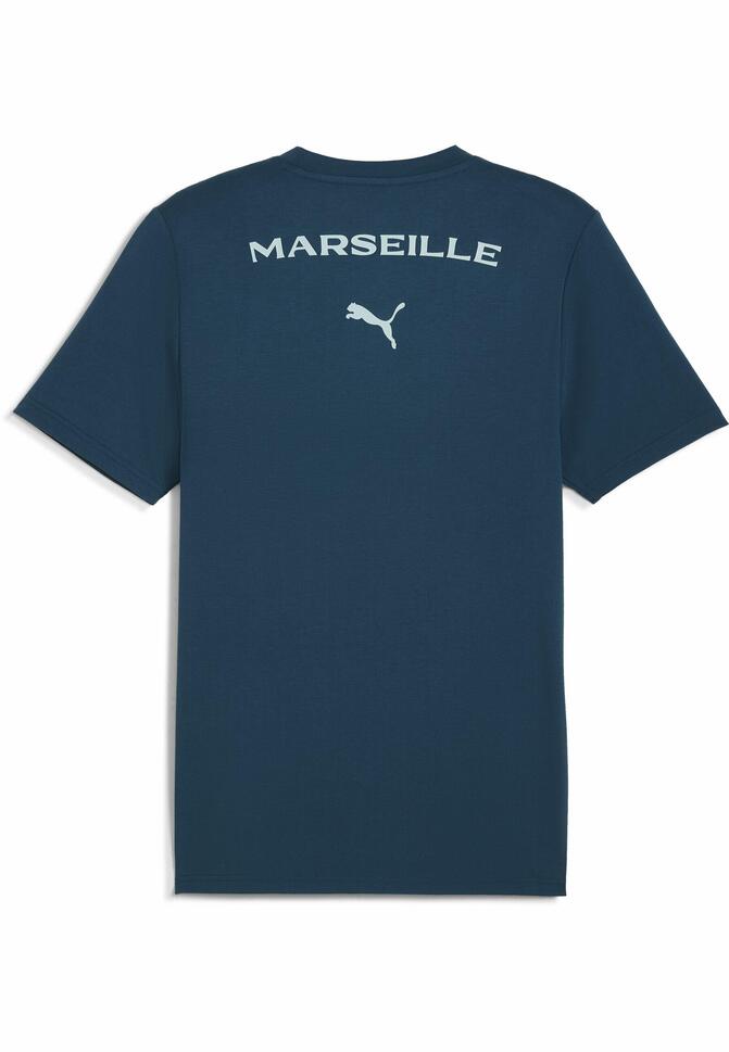 Męska koszulka Casuals Olympique Marsylia PUMA Ocean Tropic Turquoise Surf Blue