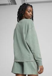 Sweat ras du cou confort délavé PUMA CLASS Femme PUMA Green Moon