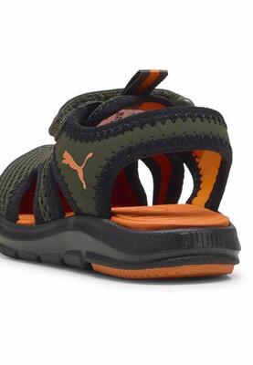 Fun racer mesh sandalen voor peuters puma dark olive rickie orange black green