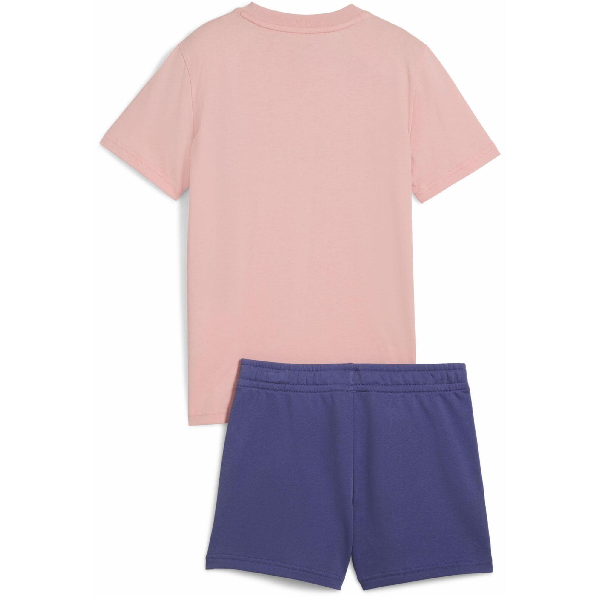Młodzieżowy zestaw Essentials z koszulką i szortami z logo No.1 PUMA Pink Fruit