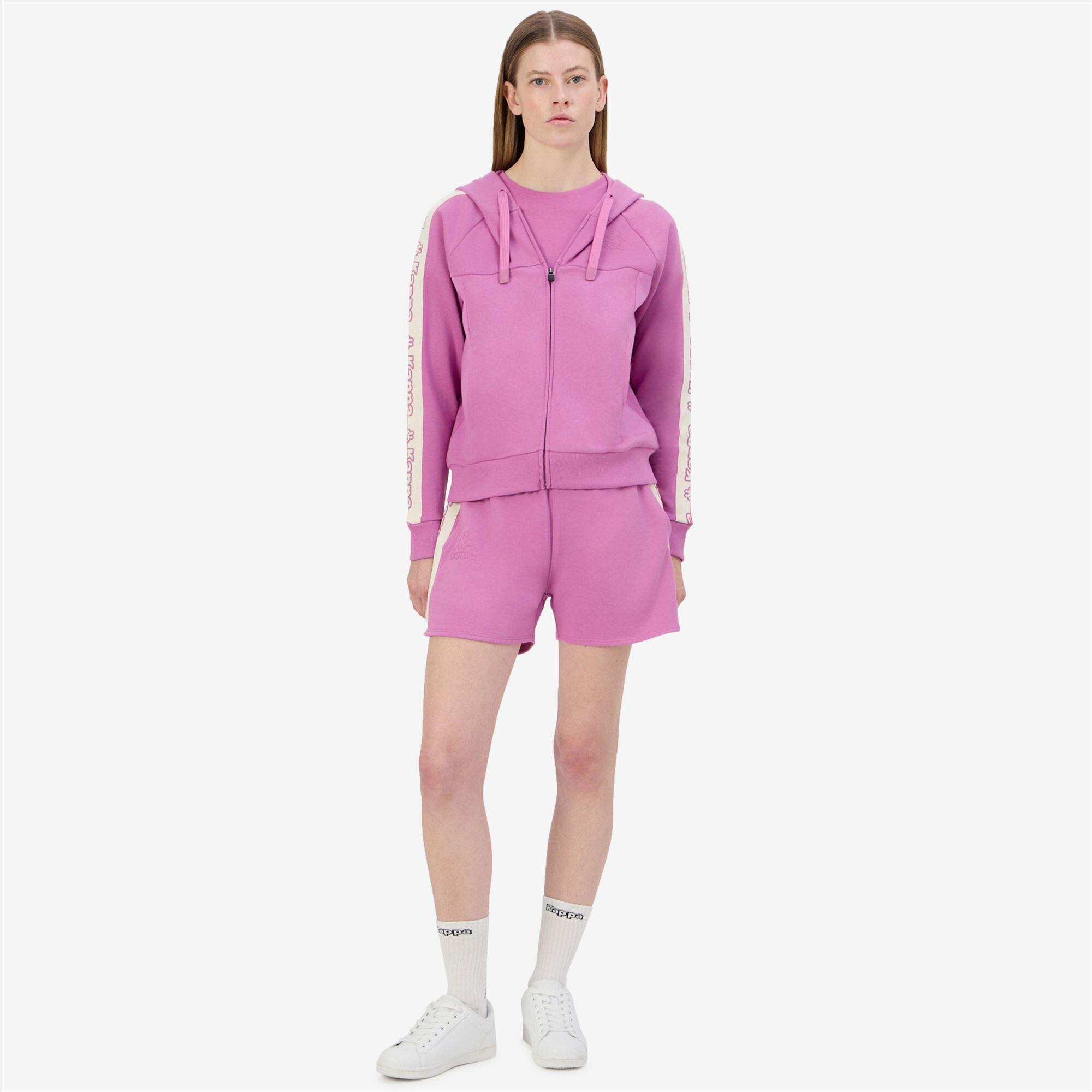 felpa con cappuccio da donna in cotone viola da fitness 7/7