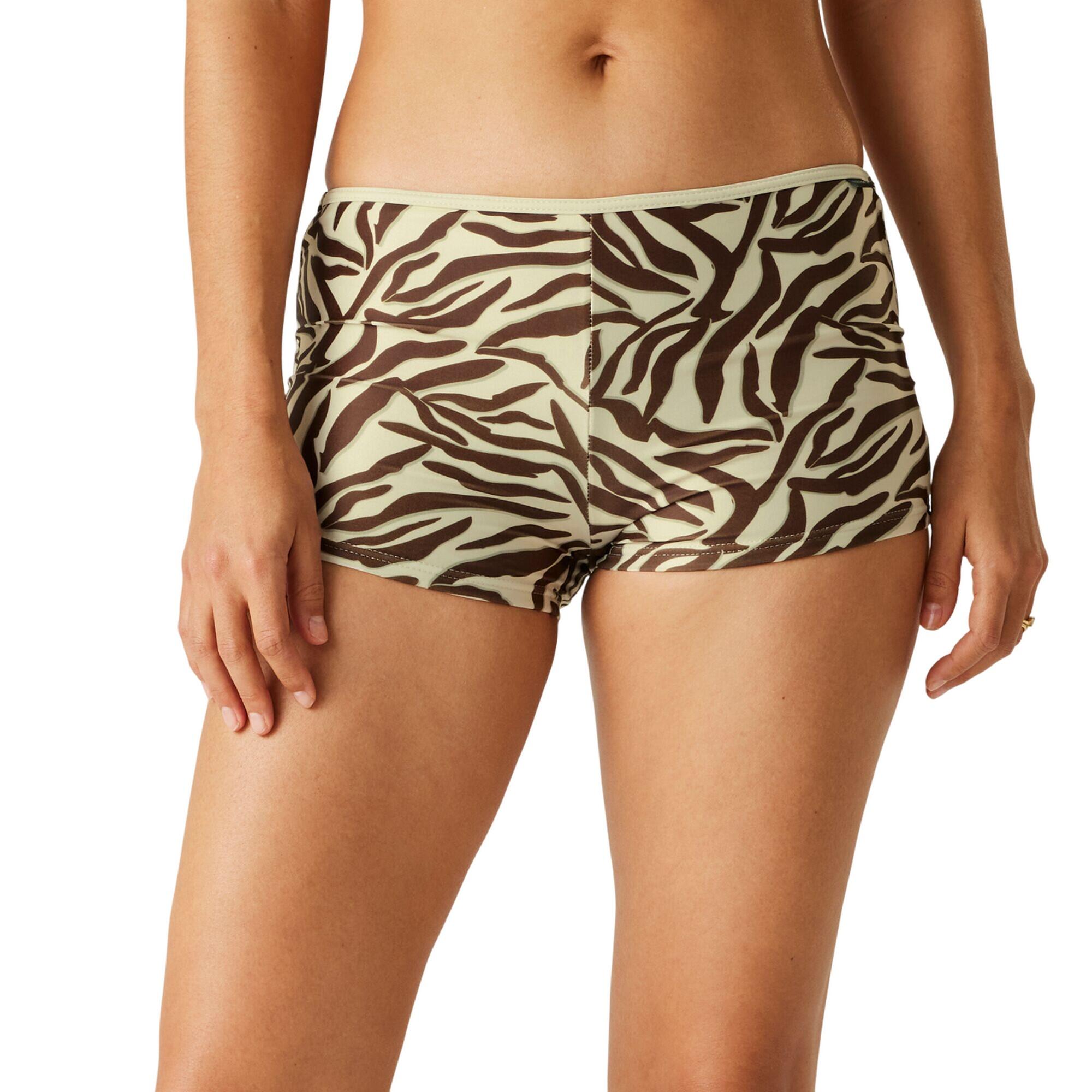 Womens/Ladies Aceana Zebra Print Bikini Shorts (Grey/Black) 1/4