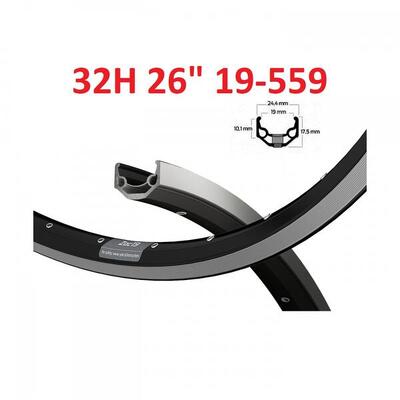 Ryde zac19 26 inch velg - aluminium 32 gaats - zwart