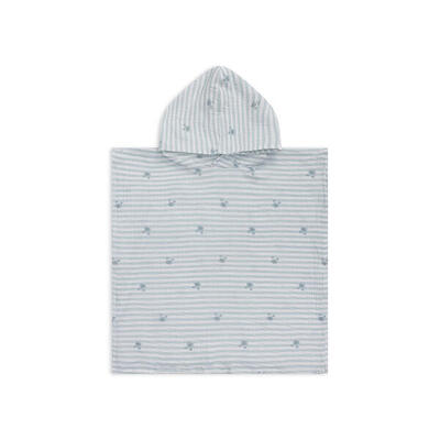 Swim Essentials | Accappatoio Granchi poncho idrofilo verde/bianco 52 x 52 cm