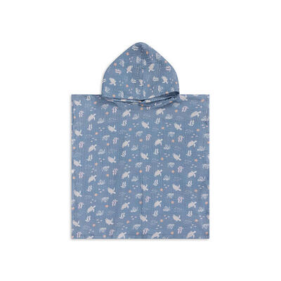 Swim Essentials | Accappatoio Granchi poncho idrofilo verde/bianco 52 x 52 cm