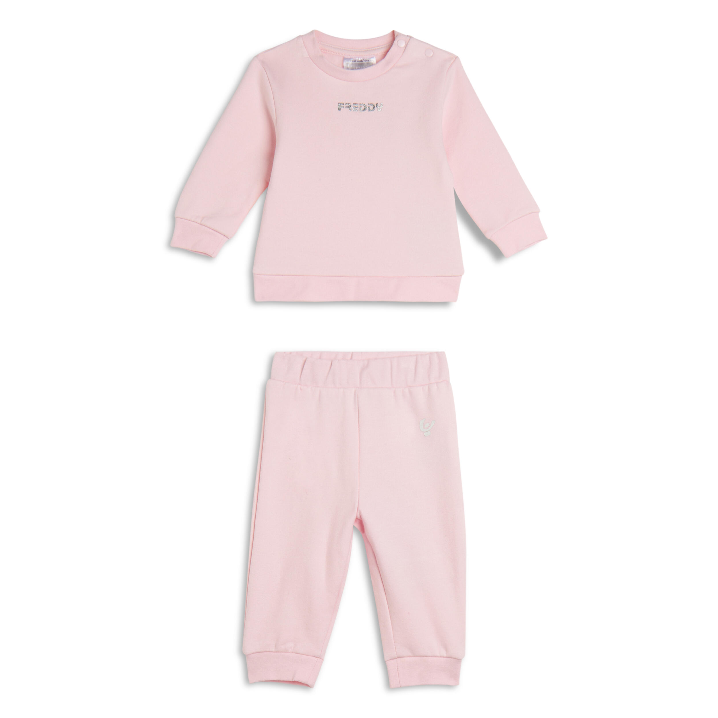 Freddy - Survêtement Pour Bébés En Coton Élastique Avec Boutons-pression - Survêtement - Rose - 18 Mois - Decathlon