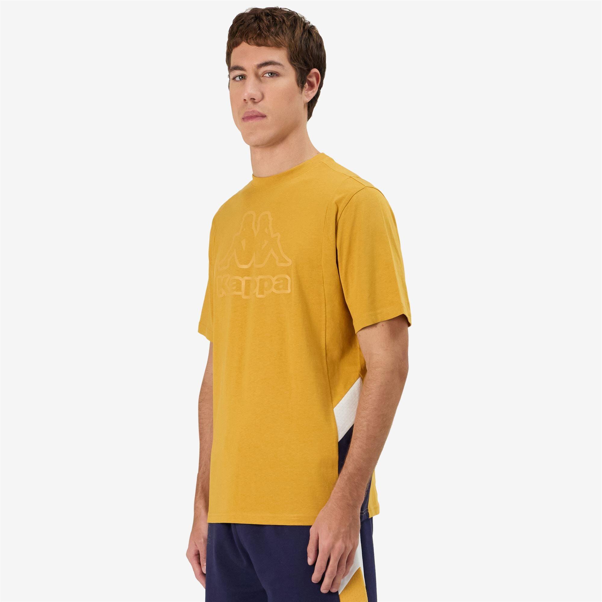 T shirt maglietta da uomo in cotone giallo da sportivo 6/7