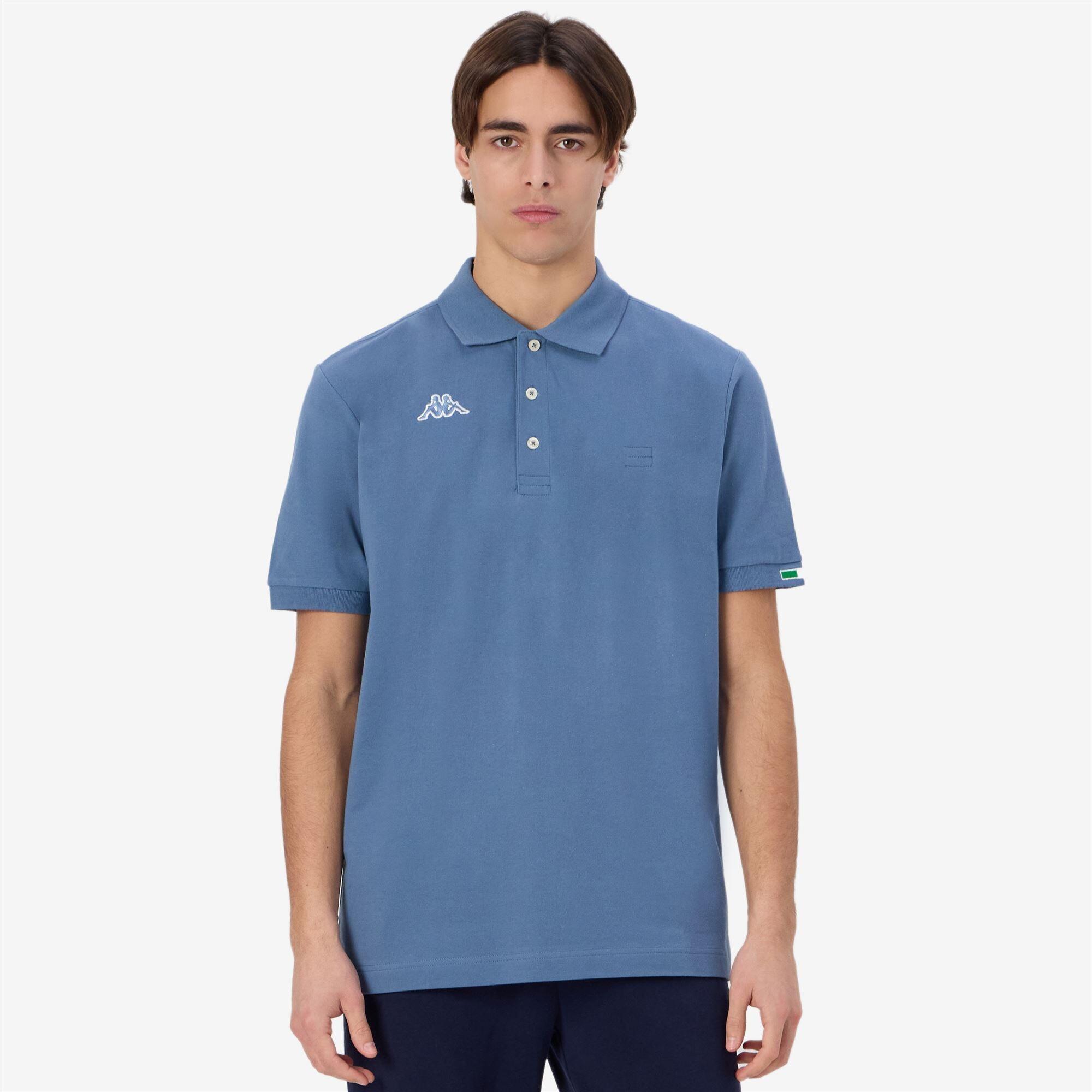 Polo da uomo in cotone blu da sportivo 4/7