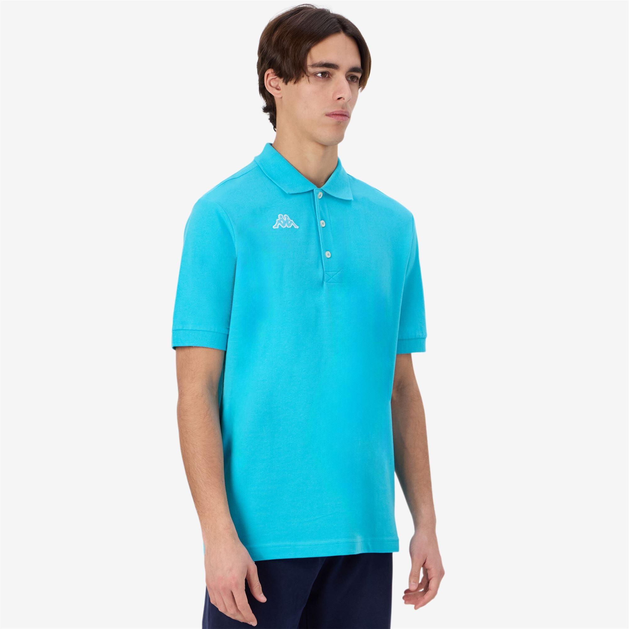 polo maniche corte da uomo in cotone blu da fitness 5/7