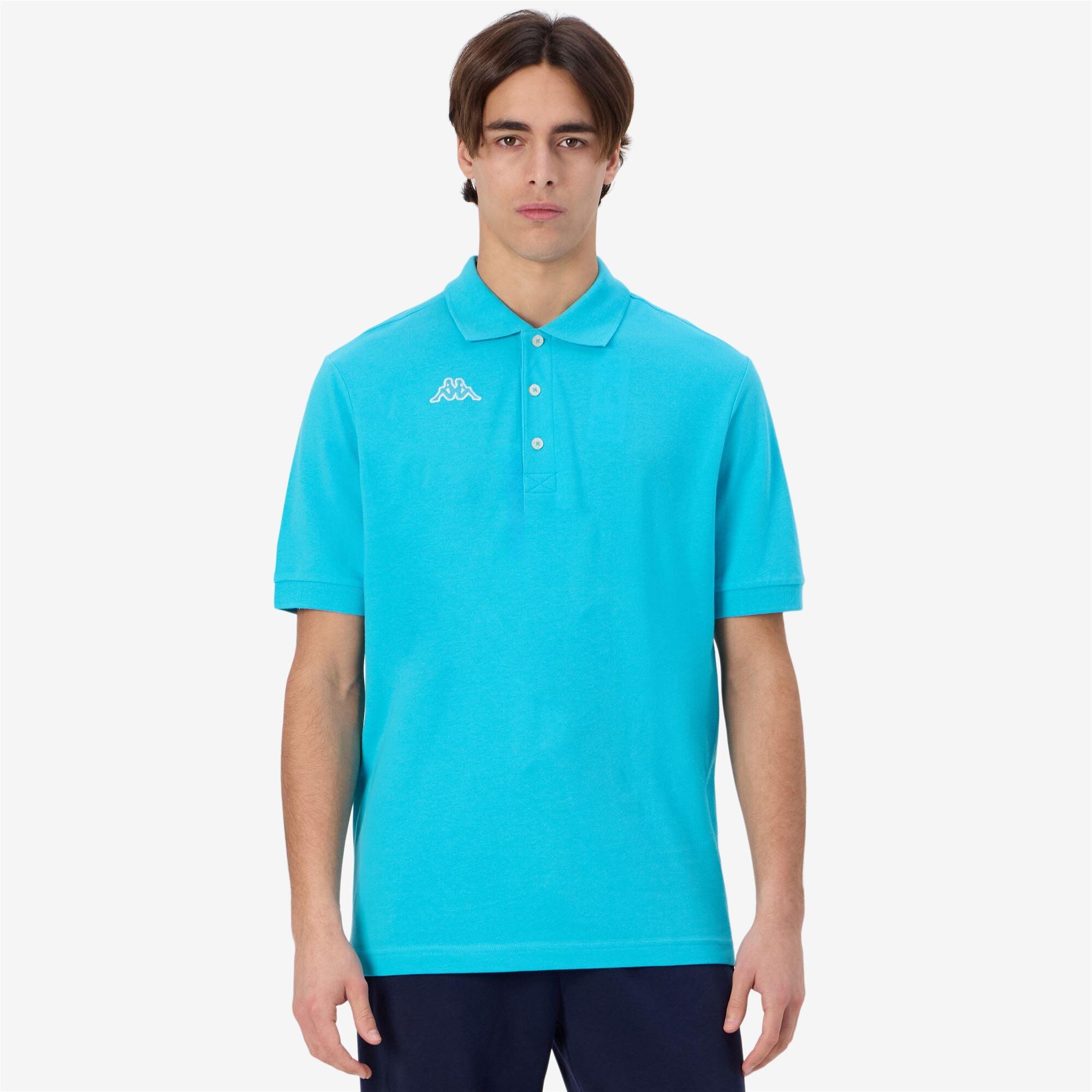 polo maniche corte da uomo in cotone blu da fitness 4/7