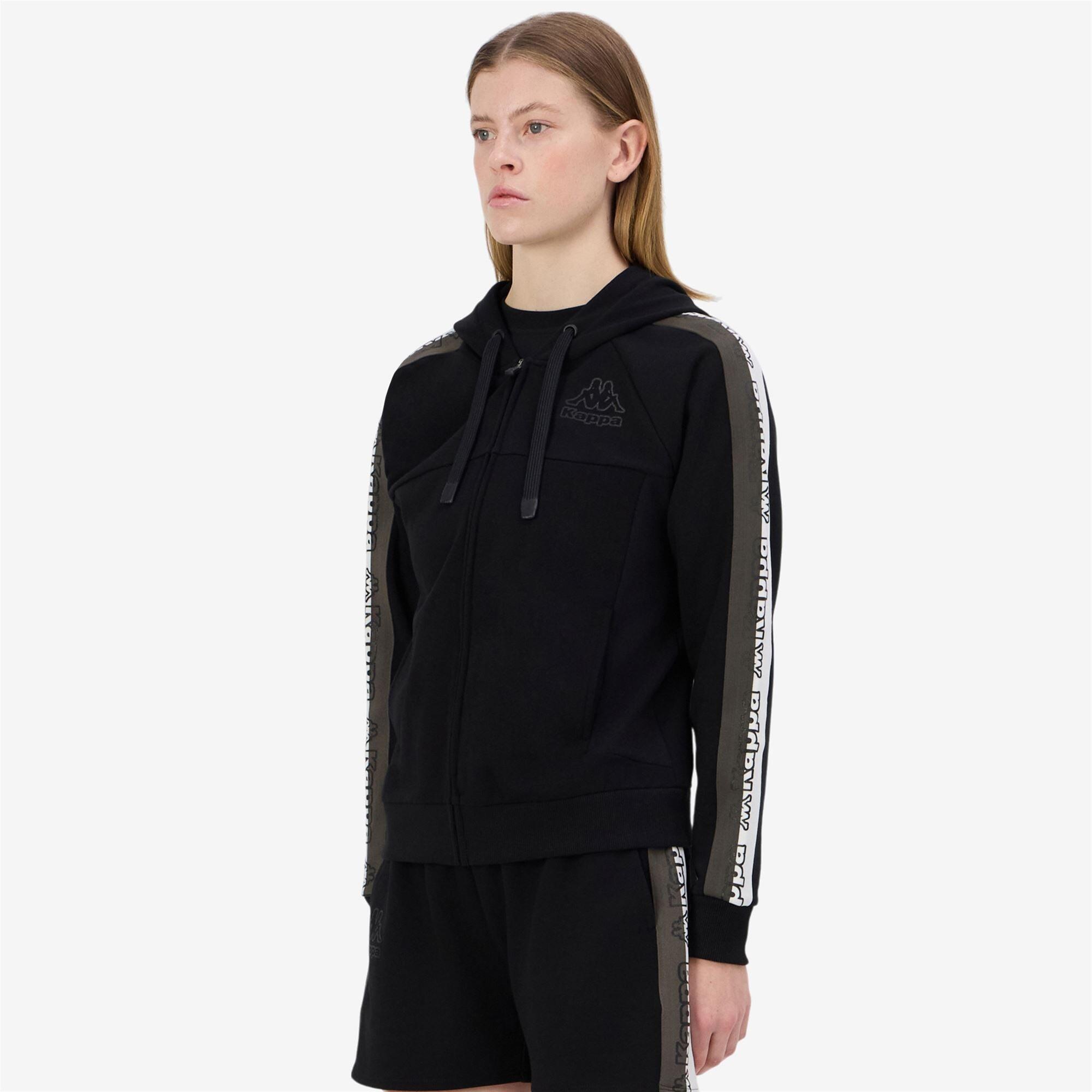 felpa con cappuccio da donna in cotone nero da fitness 5/7