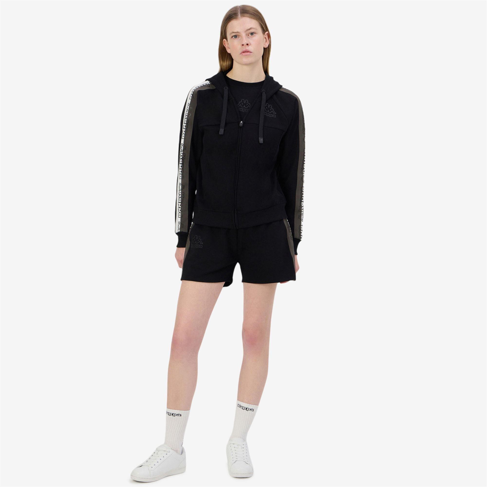 felpa con cappuccio da donna in cotone nero da fitness 7/7