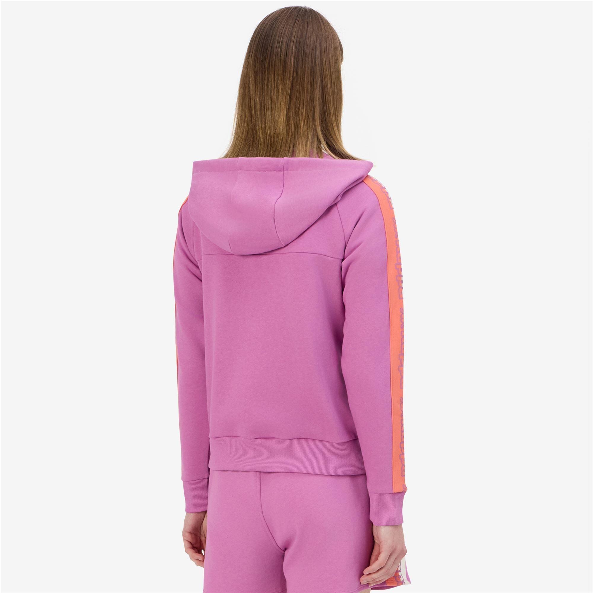 felpa con cappuccio da donna in cotone viola da fitness 6/7