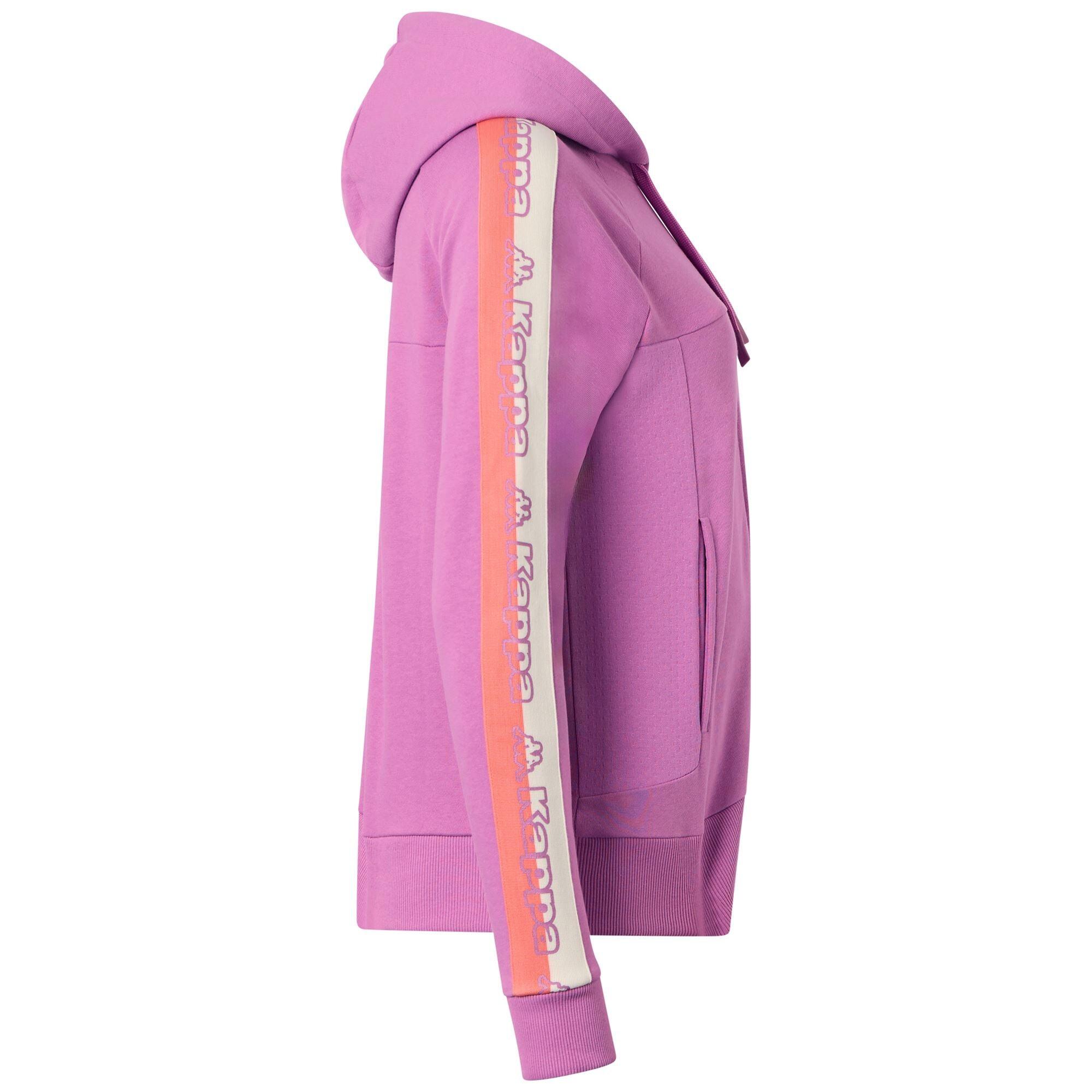 felpa con cappuccio da donna in cotone viola da fitness 2/7