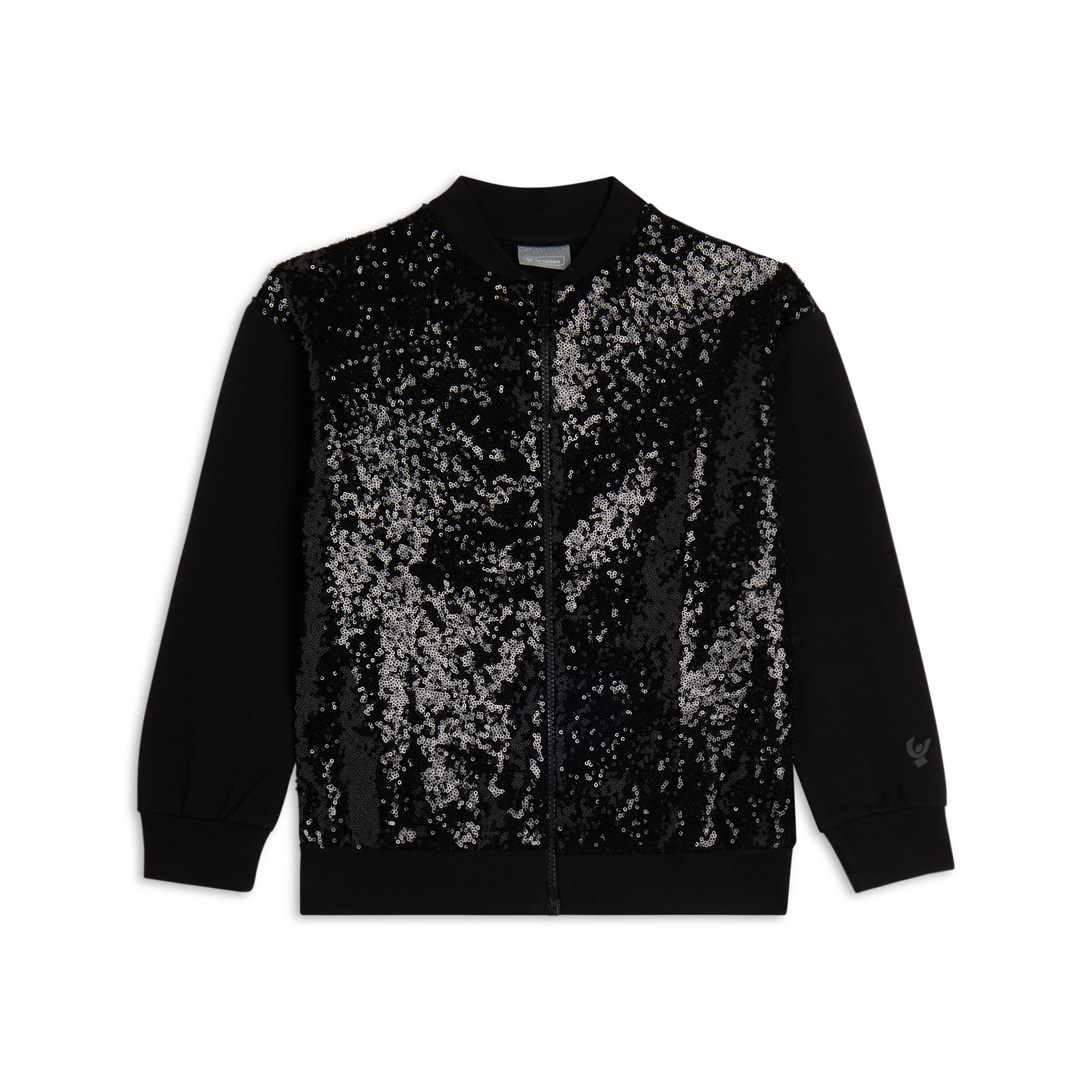 Sweat-shirt pour filles avec fermeture à glissière intégrale, paillettes et col 1/3