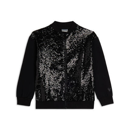 Sweat-shirt pour filles avec fermeture à glissière intégrale, paillettes et col