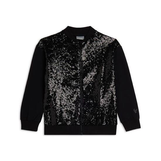 Sweat-shirt pour filles avec fermeture à glissière intégrale, paillettes et col