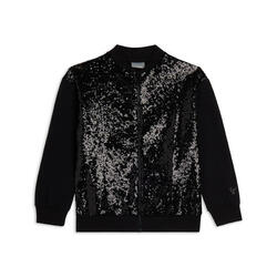 Sweat-shirt pour filles avec fermeture à glissière intégrale, paillettes et col