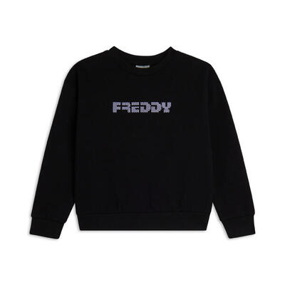 Felpa Bambina girocollo con logo effetto tricot