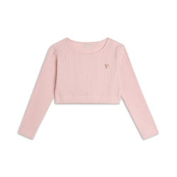 Sweat-shirt pour filles court en viscose et côtelé