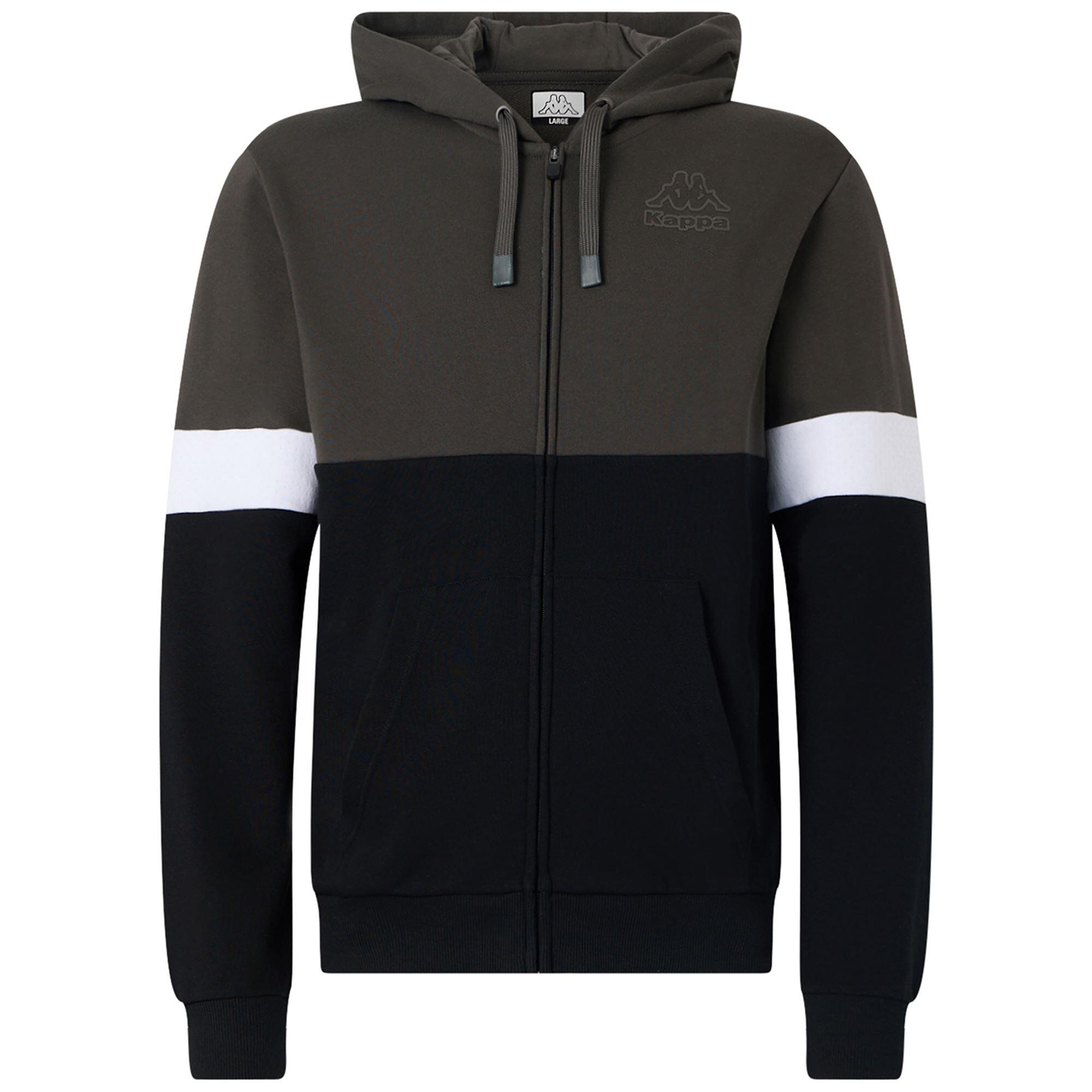 KAPPA felpa con cappuccio da uomo in cotone nero da fitness