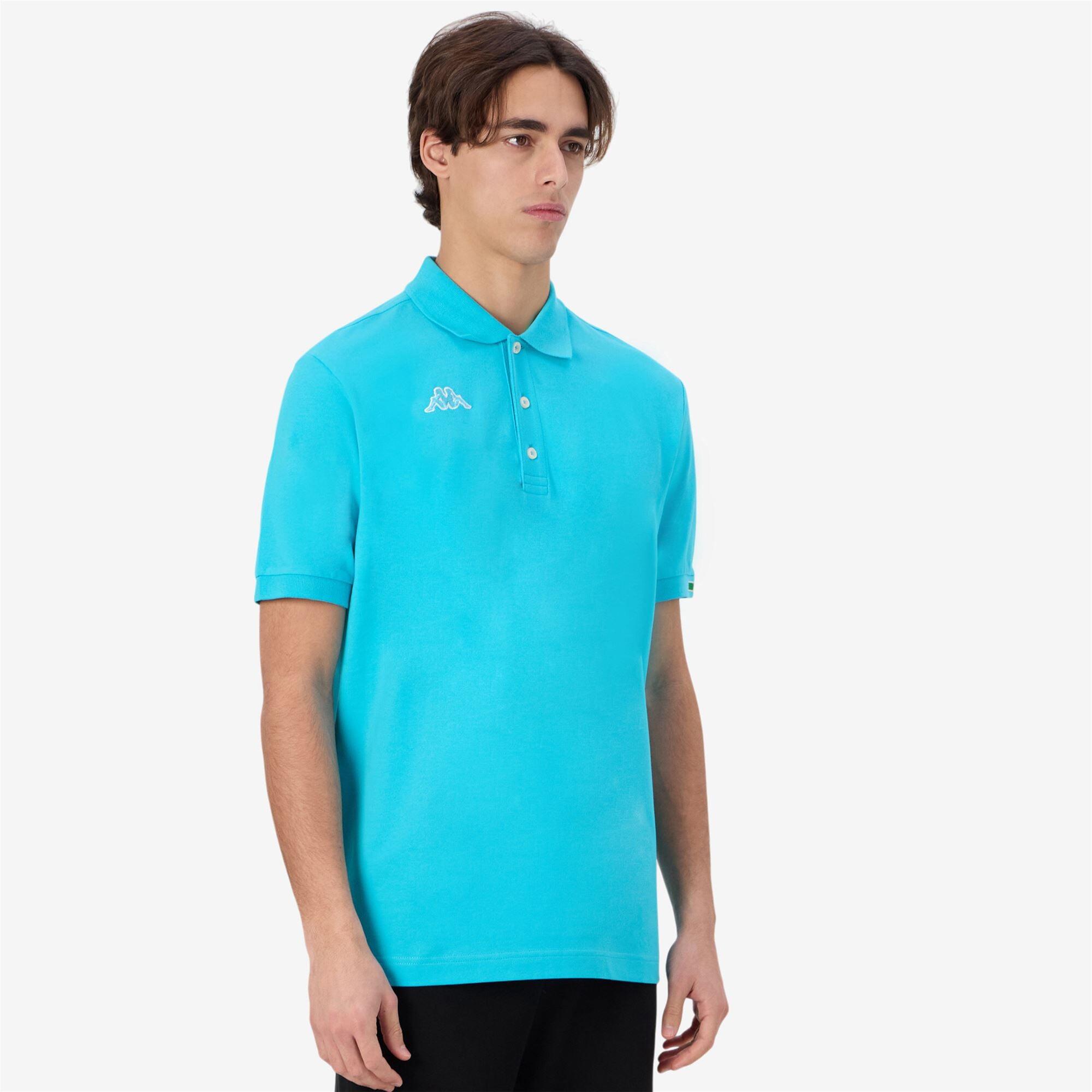 Polo da uomo in cotone blu da sportivo 5/7