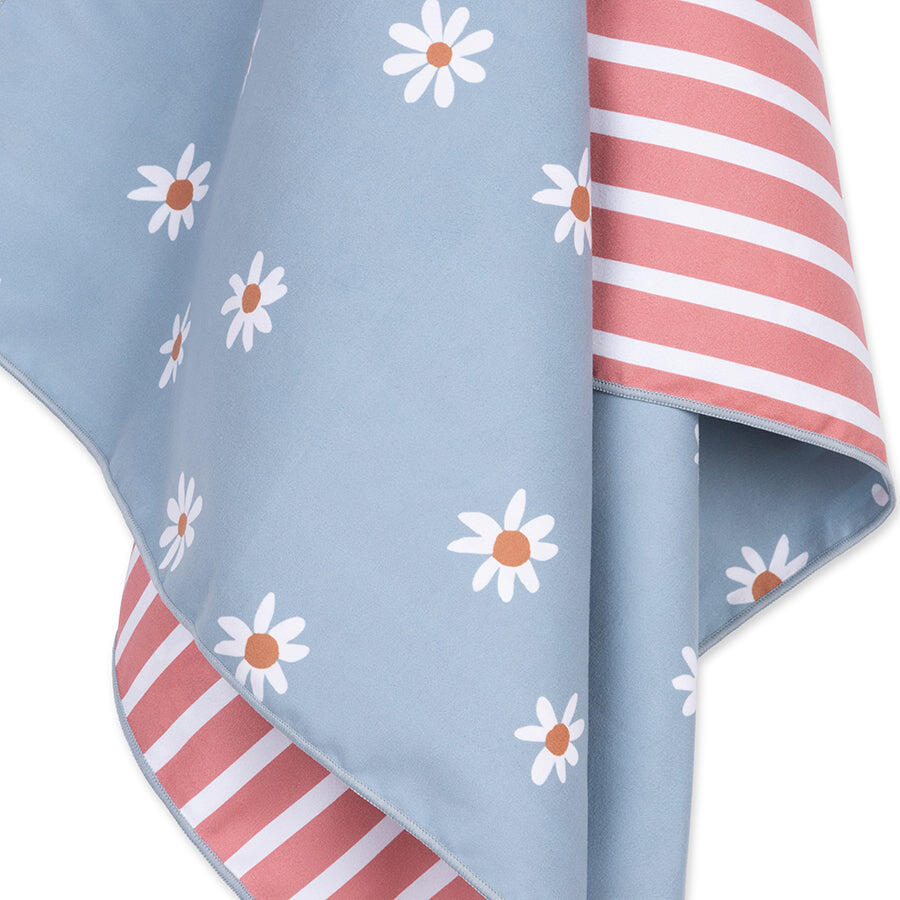 Serviette de plage microfibre - Bleu - Fleurs de marguerite 135 x 65 cm 3/5
