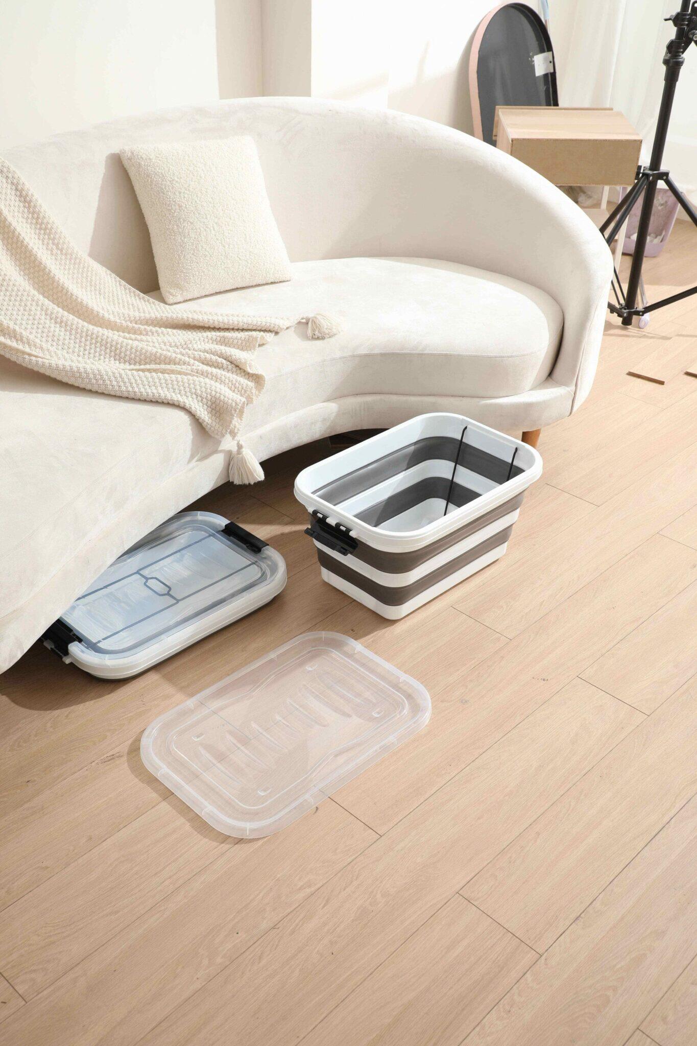 CAJA ALMACENAMIENTO PLEGABLE CON TAPA SILICONA 30L 2/5