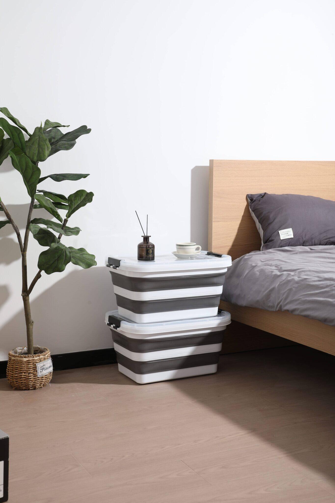 CAJA ALMACENAMIENTO PLEGABLE CON TAPA SILICONA 30L 4/5