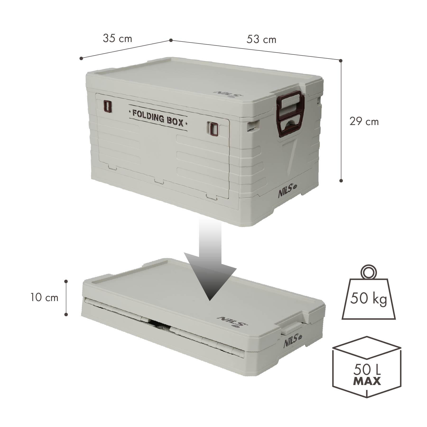 Coffre de camping pliable avec couvercle 50 L NCB4004 NILS CAMP 2/7