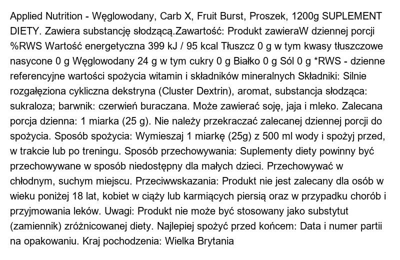 Applied Nutrition Carb X 1200g Fruit Burst 2/2