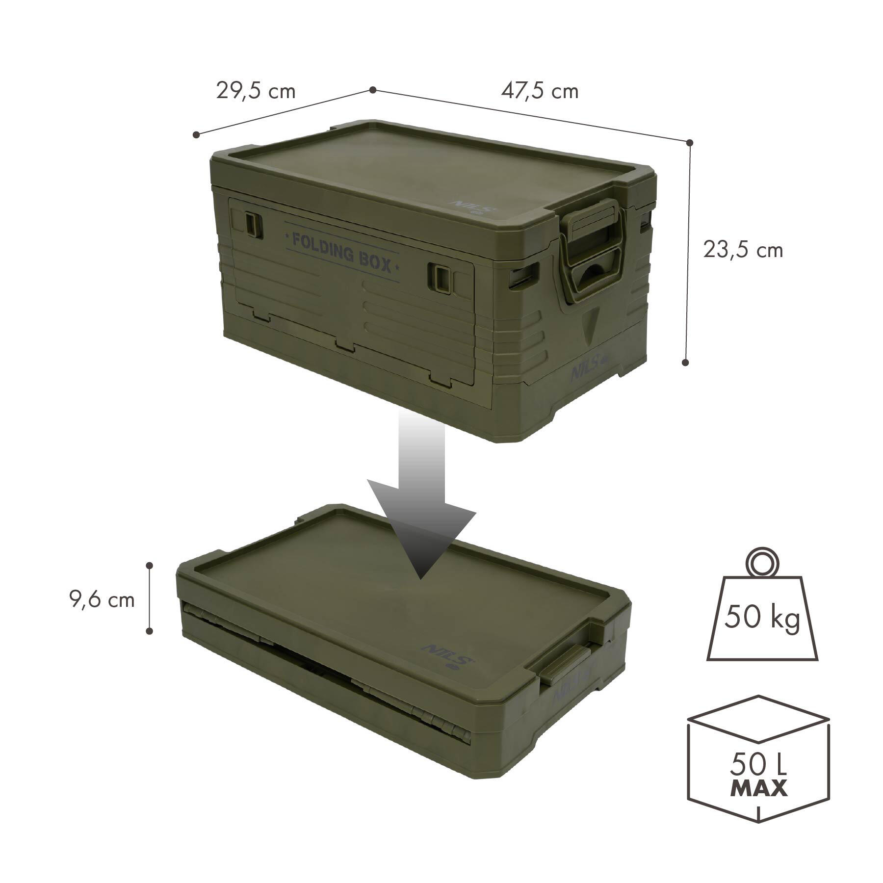 Caisse de camping avec couvercle, pliable, 32 l NCB4001 NILS CAMP 3/7