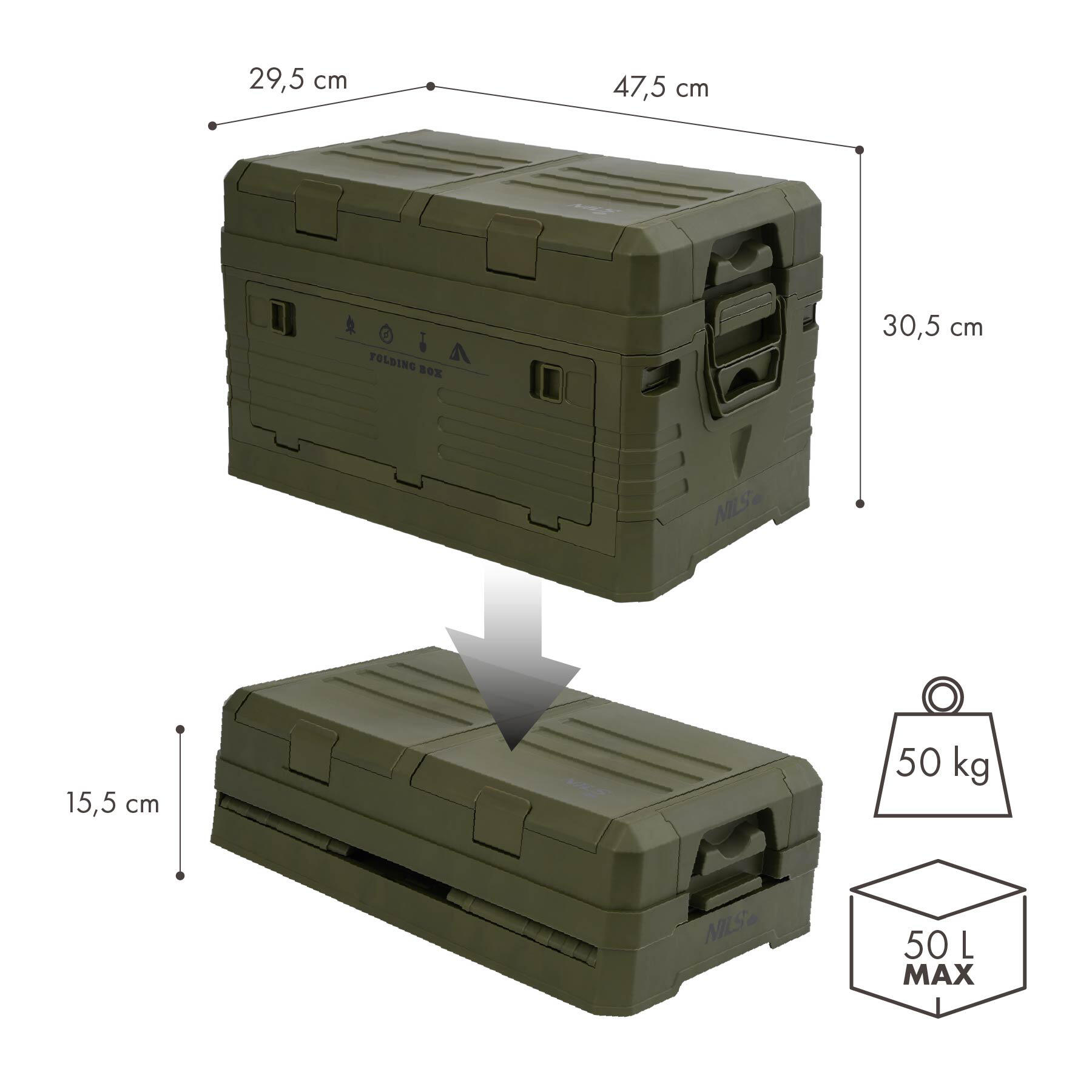 Campingkiste Mit Deckel Faltbar 42L NCB4003 NILS CAMP 3/7