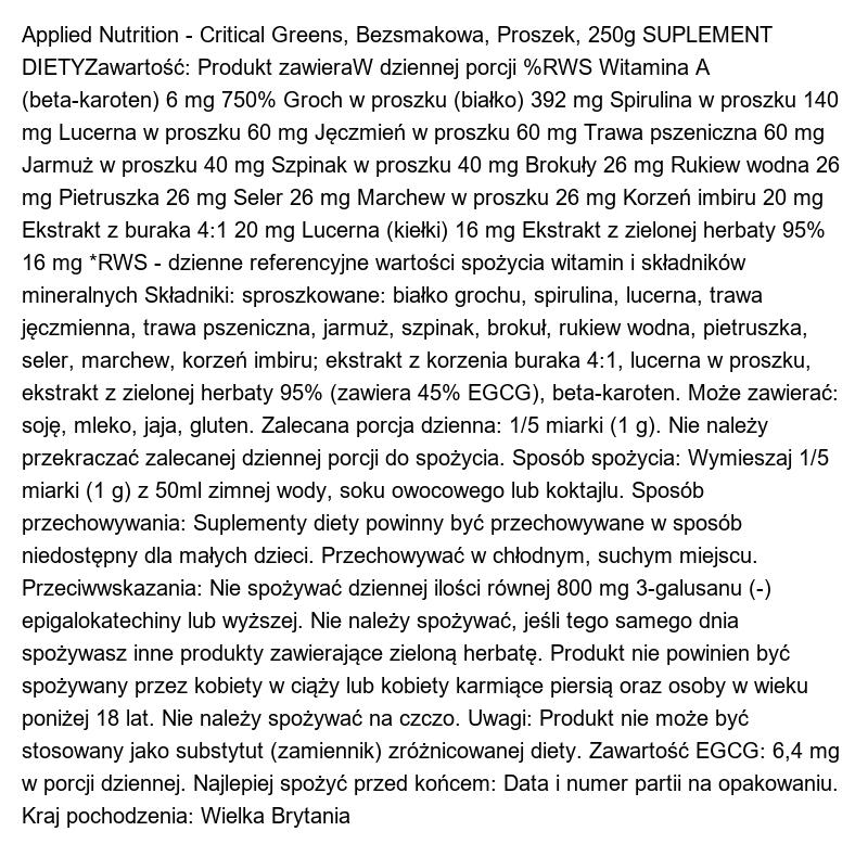 Applied Nutrition Critical Greens (250g) Unflavoured - Alimentos funcionales 2/3